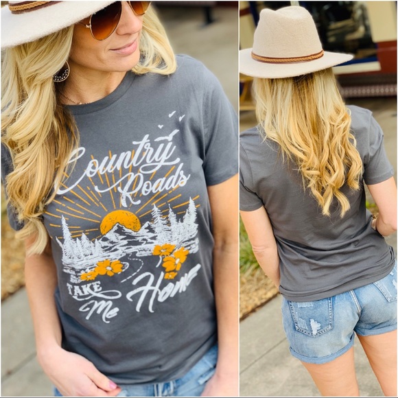 COUNTRY ROAD TAKE ME HOME TEE-CHARCOAL - Picture 2 of 6
